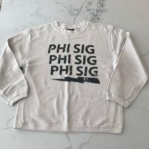 Phi Sig Phi Sig Phi Sig Ribbed Sweatshirt Size Large MV Sport Cream